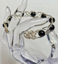 Load image into Gallery viewer, Celtic Inspired Open Bracelet With Natural Stone Beads