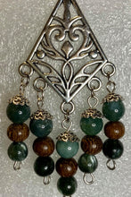 Load image into Gallery viewer, Moss Agate and Los Robles wood Chandelier Earrings