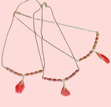 Load image into Gallery viewer, Rhodochrosite Bar Necklace with Rhodonite Beads