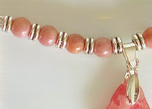 Load image into Gallery viewer, Rhodochrosite Bar Necklace with Rhodonite Beads