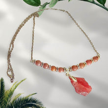 Load image into Gallery viewer, Rhodochrosite Bar Necklace with Rhodonite Beads