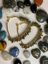 Load image into Gallery viewer, Labradorite Heart Shaped Hoop Earrings