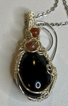 Load image into Gallery viewer, Rainbow Obsidian with Pink Tourmaline Pendant
