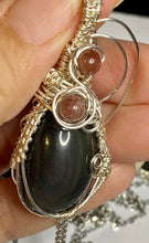 Load image into Gallery viewer, Rainbow Obsidian with Pink Tourmaline Pendant