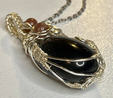 Load image into Gallery viewer, Rainbow Obsidian with Pink Tourmaline Pendant