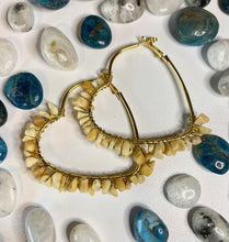 Load image into Gallery viewer, Golden Jade Heart Shaped Hoop Earrings