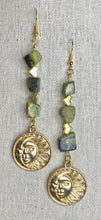 Load image into Gallery viewer, Serpentine Moon/Sun Earrings