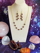 Load image into Gallery viewer, Red Tiger's Eye 3 piece set in Goldtone