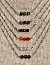 Load image into Gallery viewer, 3 Stone Bead Bar Necklace