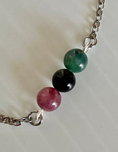 Load image into Gallery viewer, 3 Stone Bead Bar Necklace