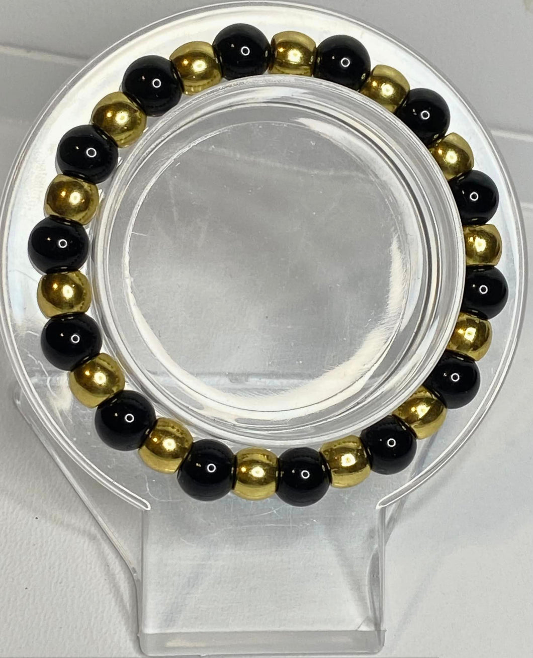 Black Onyx in Gold Bracelet