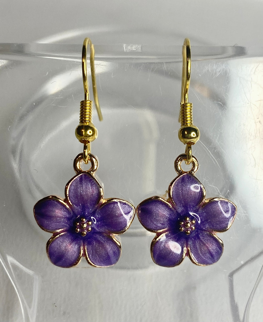 Purple Dainty Flower Earrings