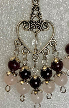 Load image into Gallery viewer, Garnet and Rose Quartz Chandelier Earrings
