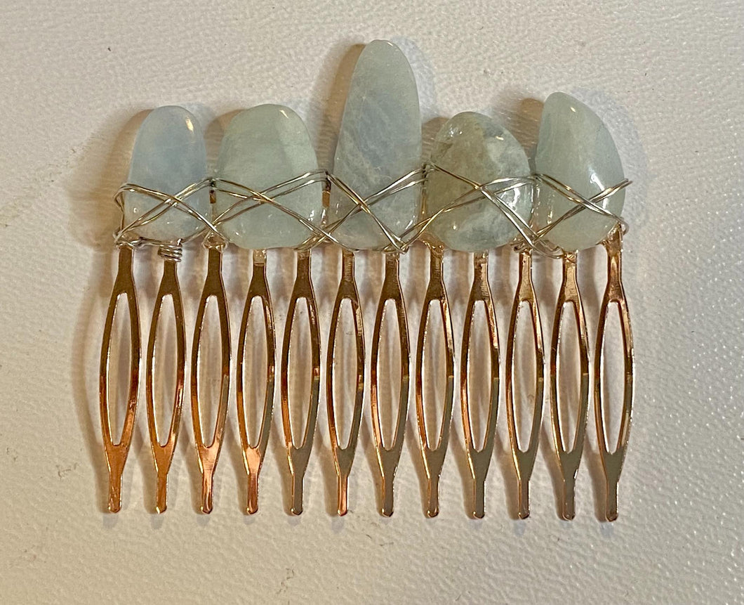 Wire Wrapped Natural Stone Hair Combs