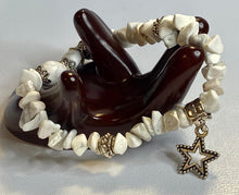 Load image into Gallery viewer, Howlite Stretchy Bracelet with Star charm
