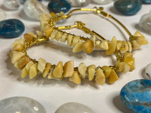 Load image into Gallery viewer, Golden Jade Heart Shaped Hoop Earrings
