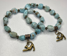 Load image into Gallery viewer, Larimar Bracelets with Cat Charm
