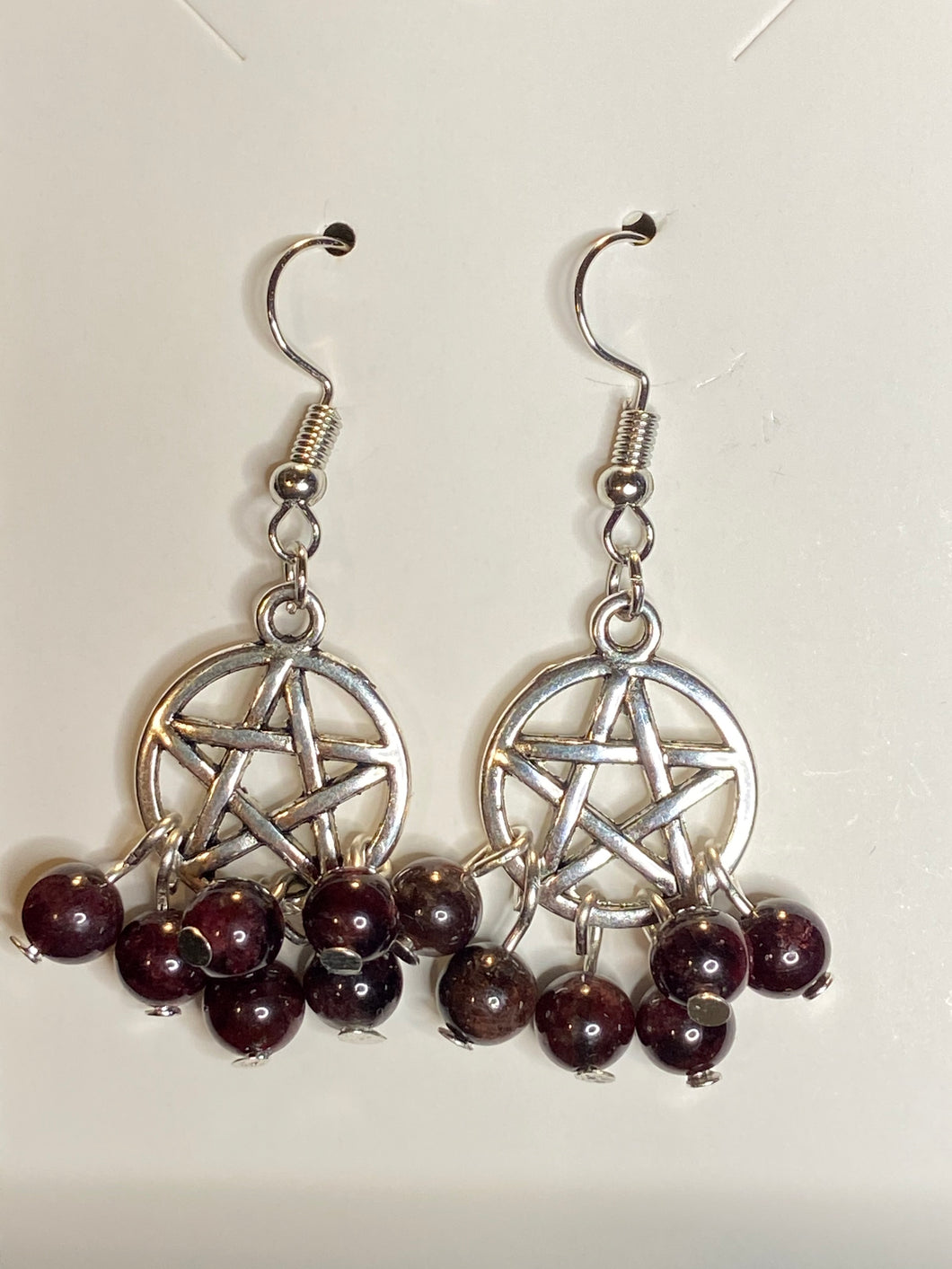 Pentagram and Stone Earrings