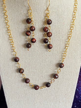 Load image into Gallery viewer, Red Tiger&#39;s Eye 3 piece set in Goldtone
