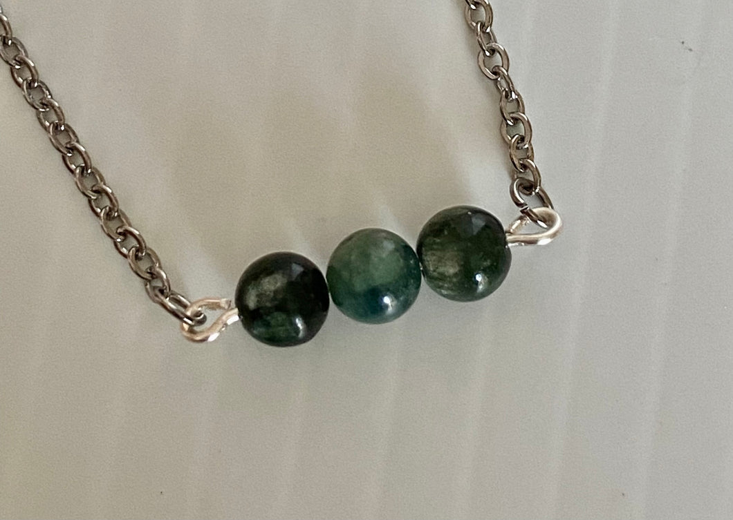 3 Stone Bead Bar Necklace