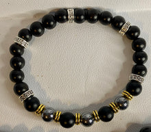 Load image into Gallery viewer, Terahertz and Black Onyx Beaded Stretchy Bracelet
